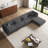 5 - Piece Upholstered Gray Corduroy Modular Sectional with Pillow Back and Removable Ottoman-994786016