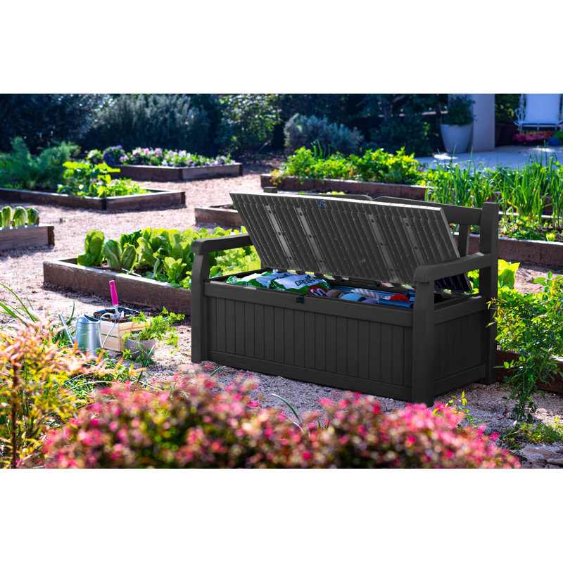 Graphite Resin Outdoor Storage Bench with 70 Gallon Capacity