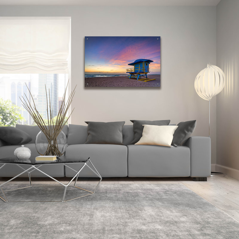 Art mural en verre Dovecove «South Beach Sunrise» par Rick Berk, H 24 po x l 36 po x P 0,2 po