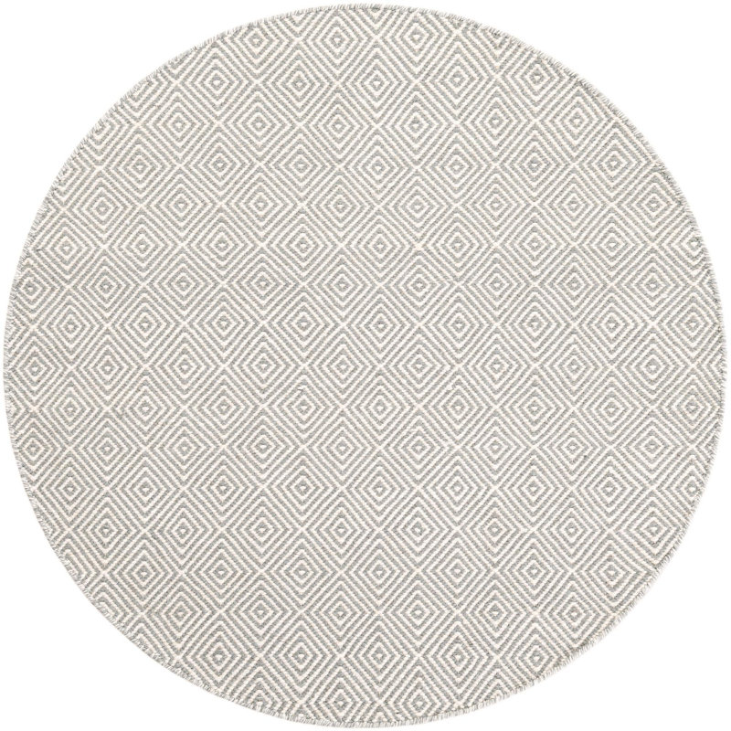 Tapis contemporain contemporain gris, Rond 4 pi 1 po