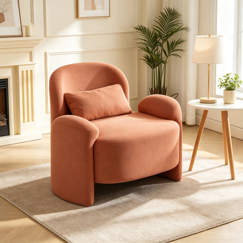 37.2 Wide Oversized Upholstered Sofa Chair, Orange