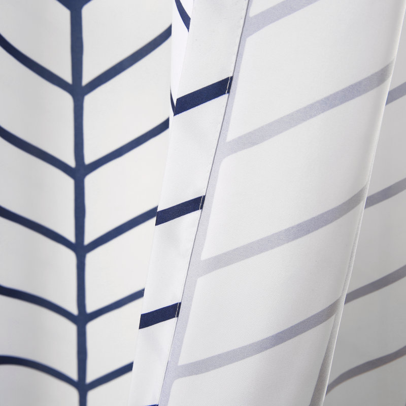 Navy and White Chevron Geo Window Curtain Panels Set