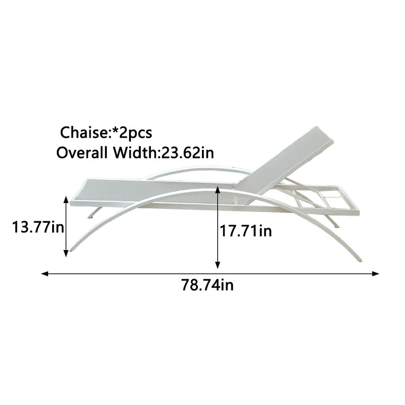 Chaise longue d'extérieur réglable en aluminium