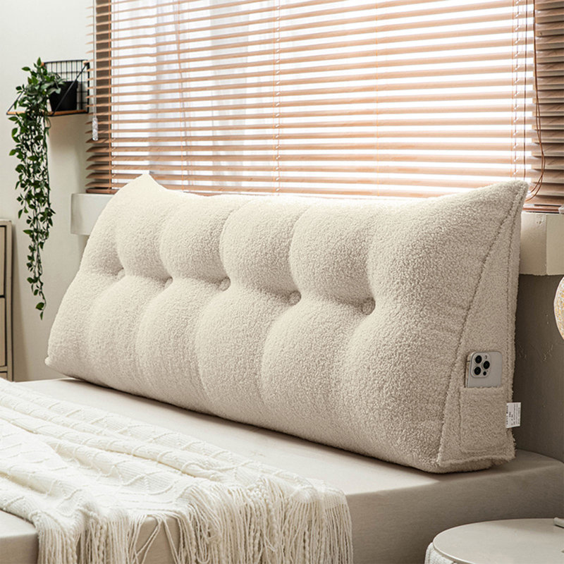 Coussin de tête de lit triangulaire, H 19,7 po x l 39 po, Crème, crème