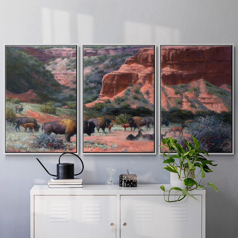 Caprock Canyon - Toile encadrée multi-pièces, H 24 po x l 48 po, Cadre blanc