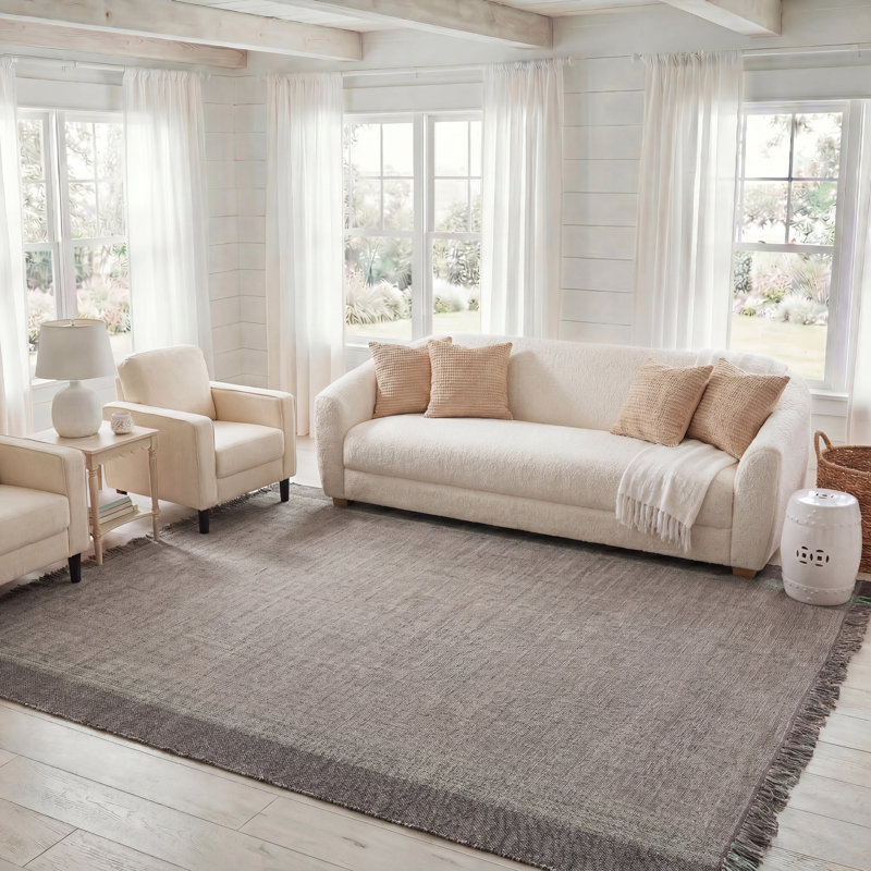 Zoltán Hand Woven Cotton Striped Rug, Rectangle 8' x 10'