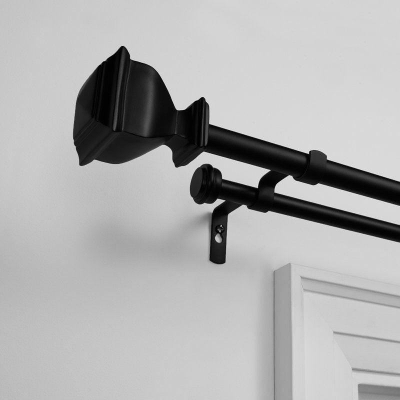 Boney Adjustable Single Curtain Pole, 2.4" H x 120" W x 2.4" D, Matte Black