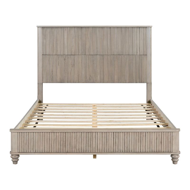 Grand lit plateforme cannelé Sawyer, Beige, Grand