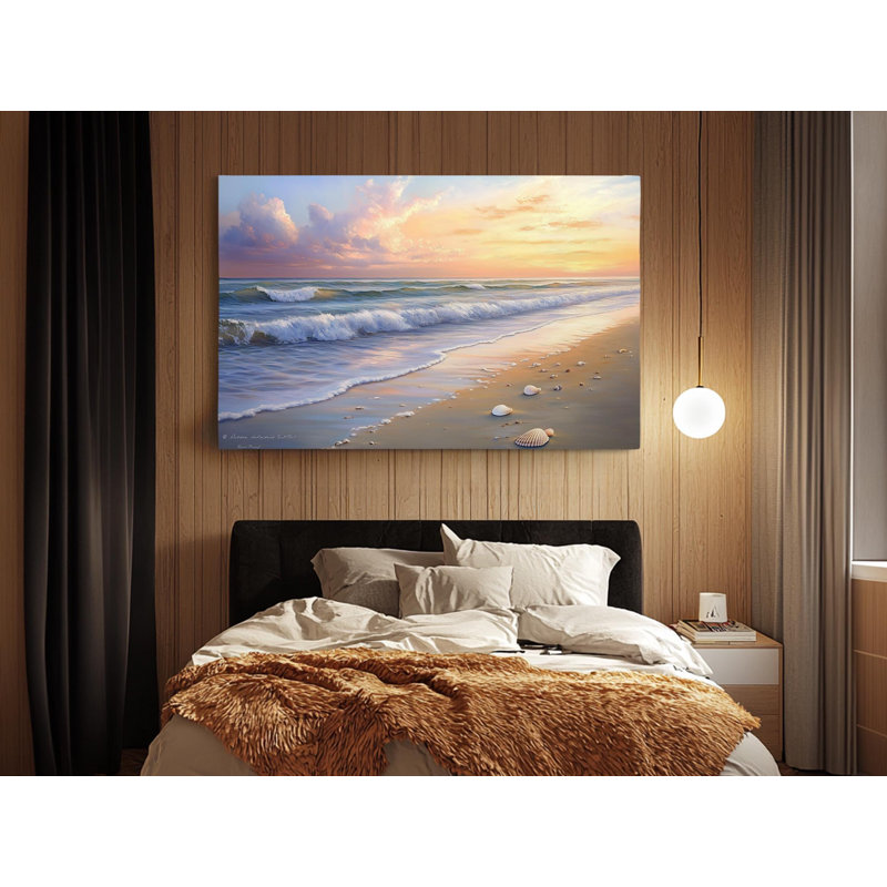 Reproduction sur toile Tranquil Ocean Sunset Beach, H 16 po x l 24 po
