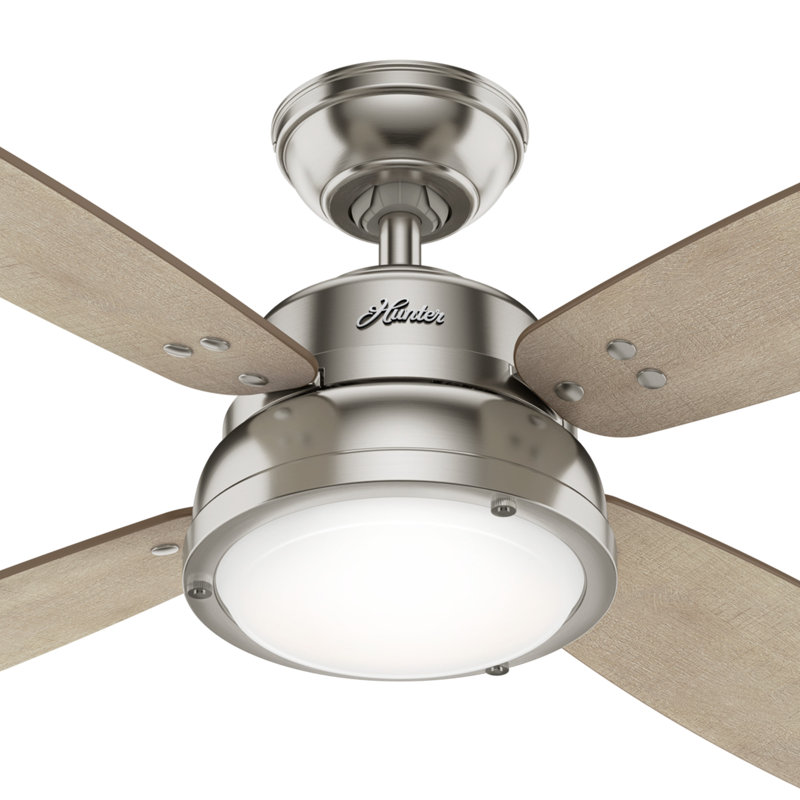 52" Wingate 4 - Blade LED Standard Ceiling Fan with Remote Control and Light Kit Included, Brushed Nickel