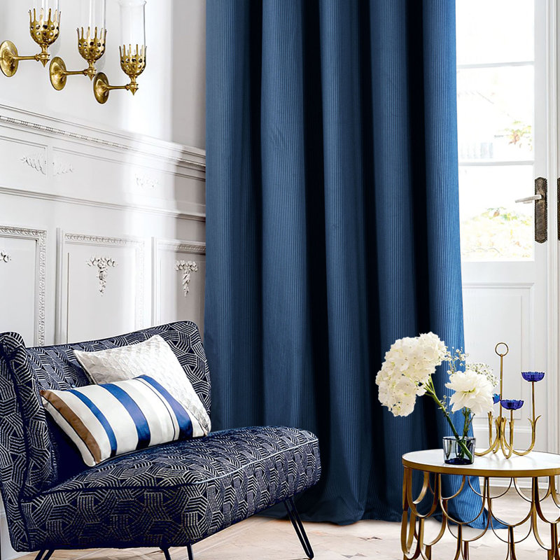 Rylaey Blackout Curtain Pair, 229cm Width x 274cm Drop, Navy