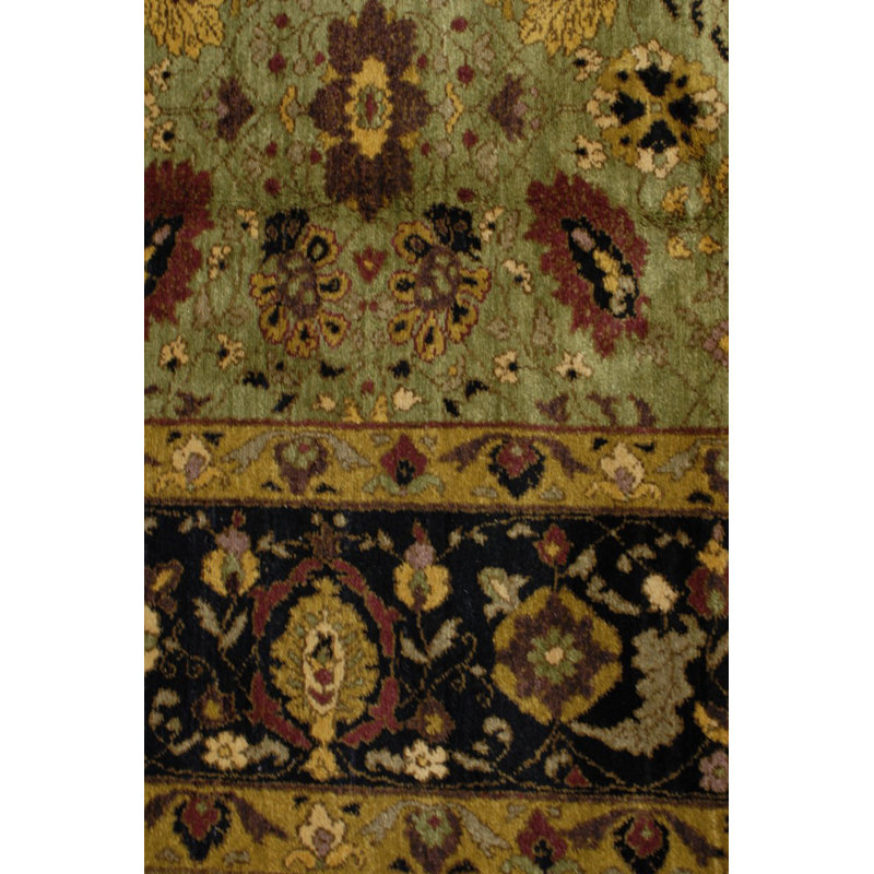 Jasmine Wool Oriental Area Rug in Black/Green, Rectangle 9' x 12'