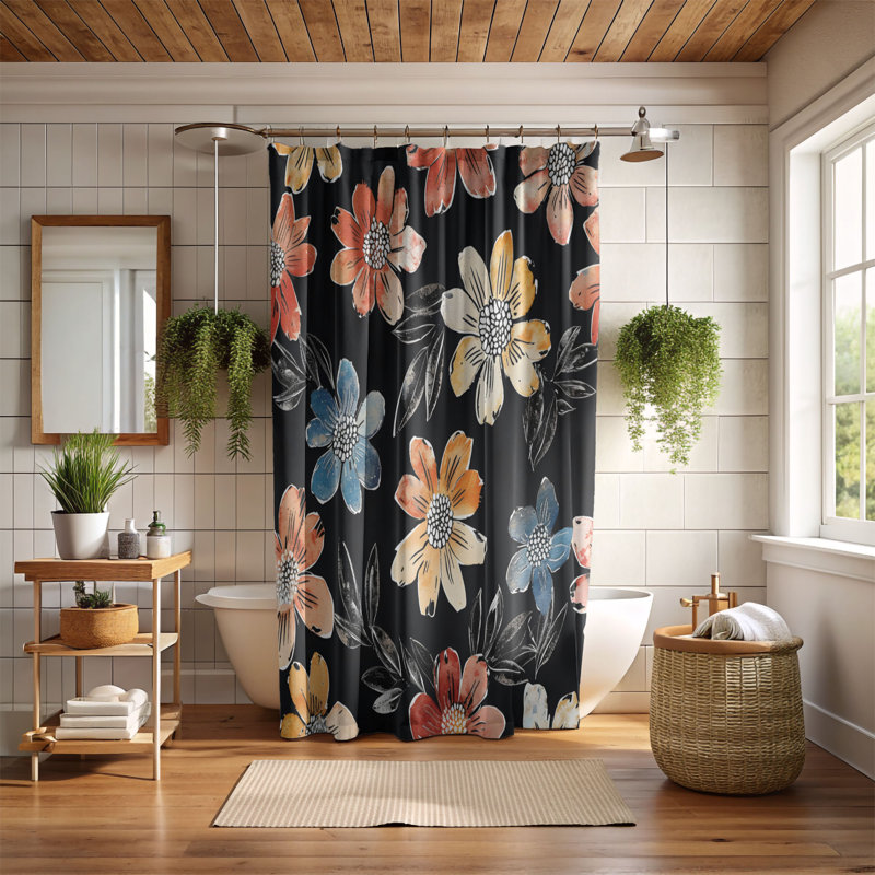 Creekmont Floral Shower Curtain, 74"H x 71"W