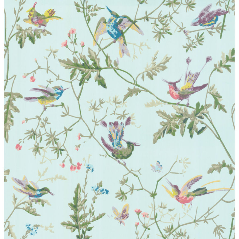 Anthology Hummingbirds Floral Wallpaper Roll, Blue/Green