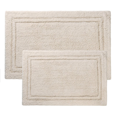 Sandcliff Cotton Non-Skid Machine Washable 2 Piece Bathroom Rug Set