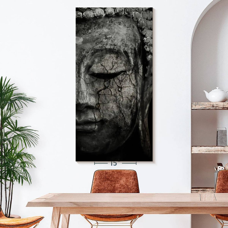 Bouddha méditant sur toile, H 54 po x l 27 po
