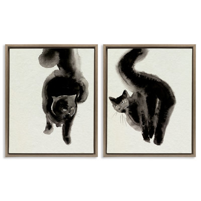  Ensemble de 2 toiles flottantes encadrées Minimal Cats par Melissa Wang