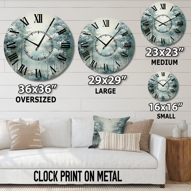 Horloge murale pin et forêt enchantée I - Paysage et nature, Surdimensionné