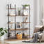 Étagère en bois à 6 niveaux, bibliothèque murale et support de rangement, brun rustique et noir pour le salon, la chambre à coucher, le bureau ou le balcon