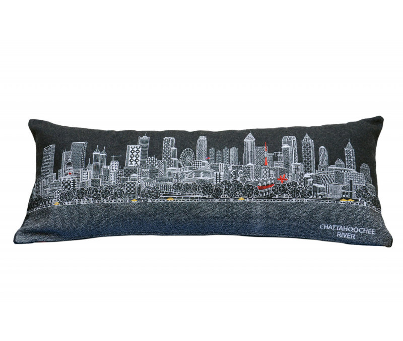Coussin lombaire 35 "Atlanta Nighttime Skyline, Noir