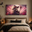 Sorcière squelette coiffée d'un chapeau violet orné de roses, avec une toile murale d'Halloween-1036854802