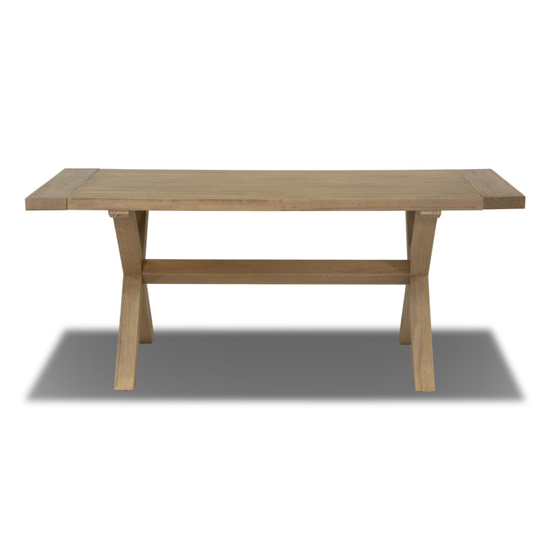 Cascais Rectangular 72'' Solid Wood Table with Trestle Base, Blonde Oak