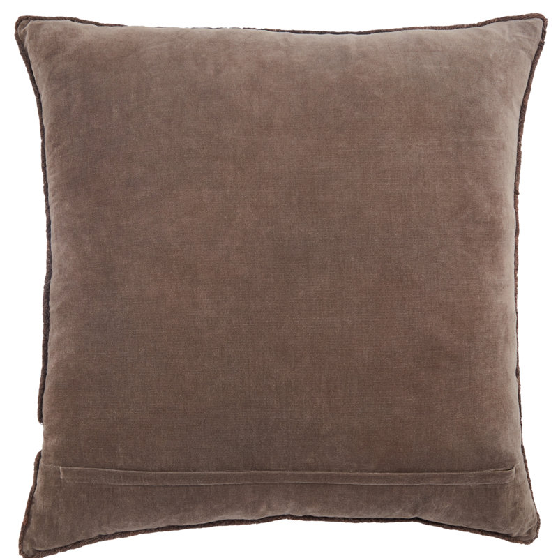 Housse et insert de coussin carré en coton Kam, Brun foncé, Duvet