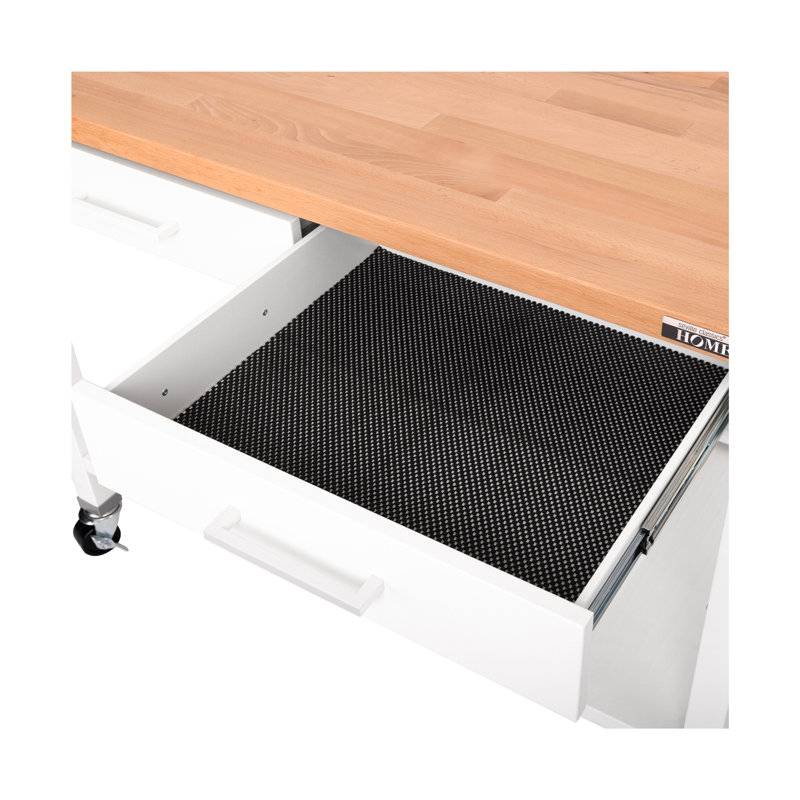 48'' Wide Stainless Steel Kitchen Rolling Cart Island with Solid Wood Top, White