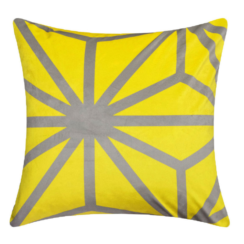 Acevedo Geometric Square Throw Pillow Cover, Yellow