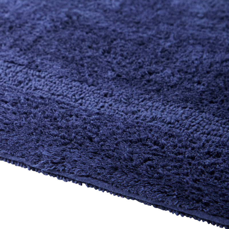 Rozanne Reversible Cotton Bath Rug, Navy, 21" x 34" Rectangle