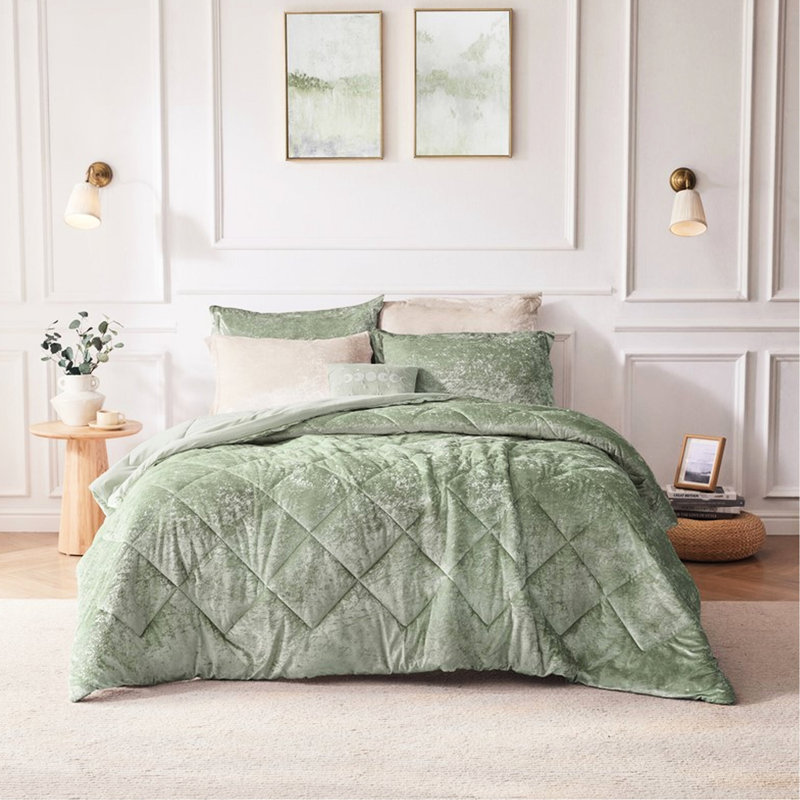 4 pièces Housse de couette pour très grand / très grand lit - avec matelassage en losanges et lavable à la machine