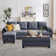 102.4" Wide Sofa with Storage Ottoman and Long Bench with Coffee Table