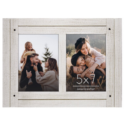 Double cadre photo - cadres photo en bois vieilli avec verre poli et transparent pour table et mur