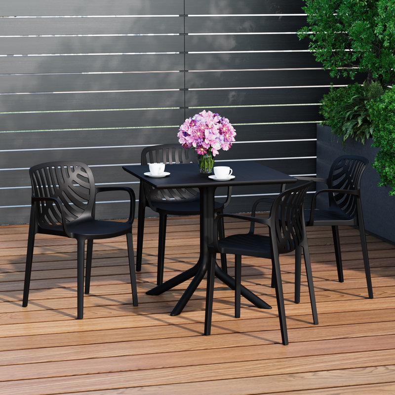 Ensemble repas carré pour 4 personnes, Noir