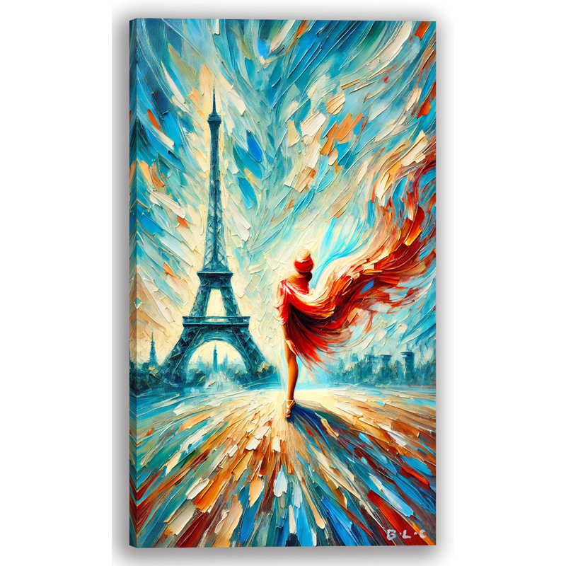 Tourbillon parisien de couleurs sur toile tendue, H 35 po x l 20 po
