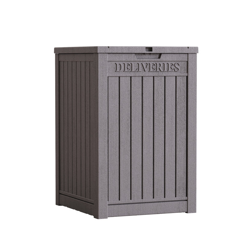 Taupe Lockable Resin Wicker 48 Gallon Deck Box