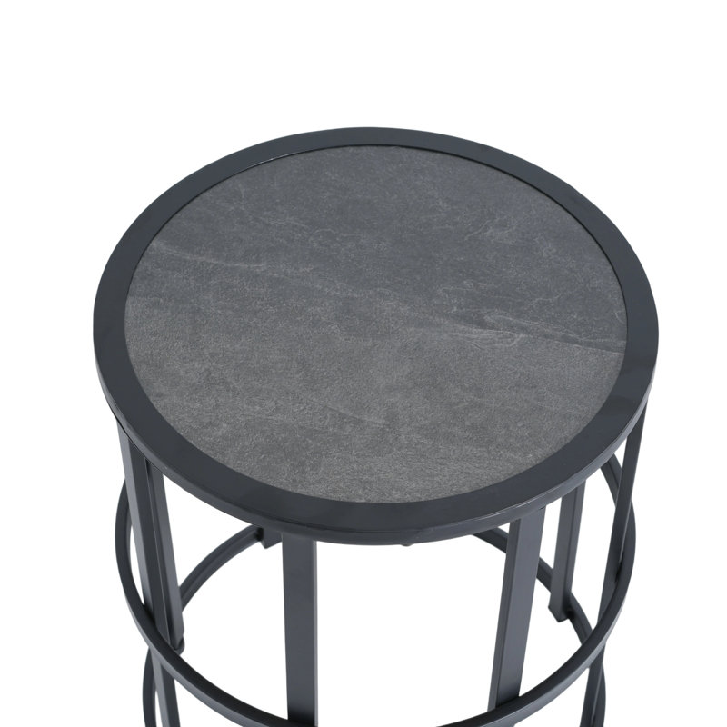 Marienthal Outdoor 3-Piece Conversation Set With PE Rattan & Ceramic Table Top, 3 Pcs: Table, 2 Chairs