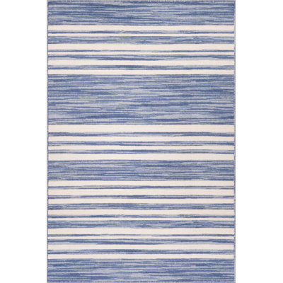 Ilae Coastal Striped Washable Rug