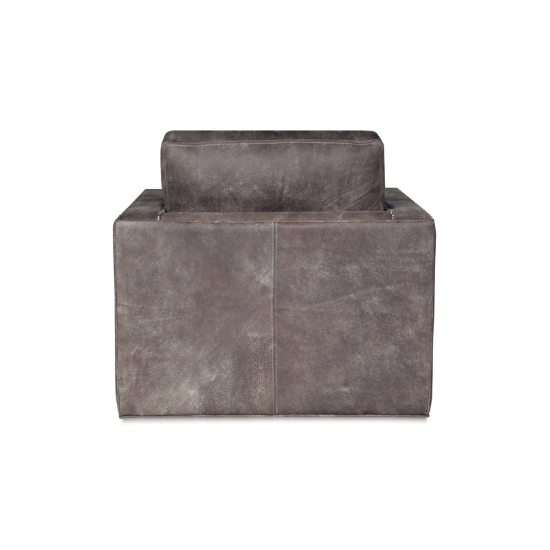 Magdalena Leather Swivel Armchair, Ivory (Cartier), Satin Dark Bronze