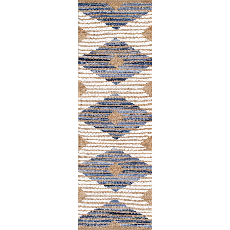 Tapis ivoire en jute / sisal / coton tressé à la main de style sud-Ouest Fendley, Tapis de couloir 2 pi 6 po x 6 pi