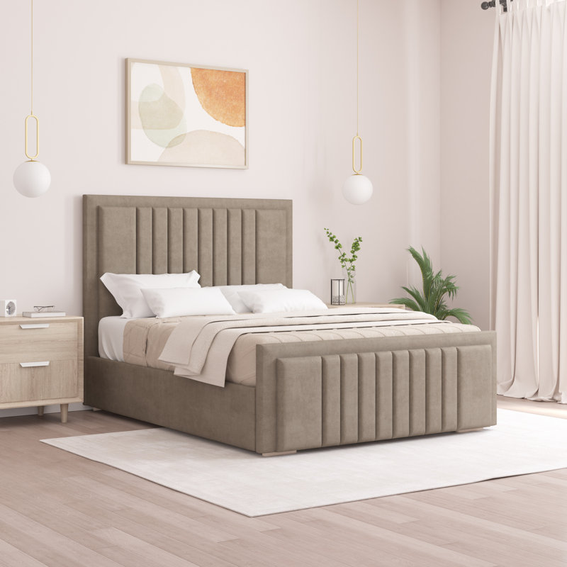 Alama Upholstered Panel Bed, Super King (6'), Coffee