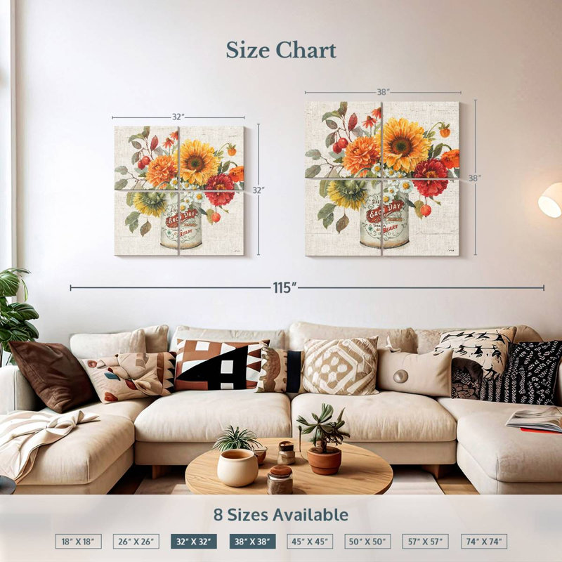Harnek automne en fleurs III, H 38 po x l 38 po
