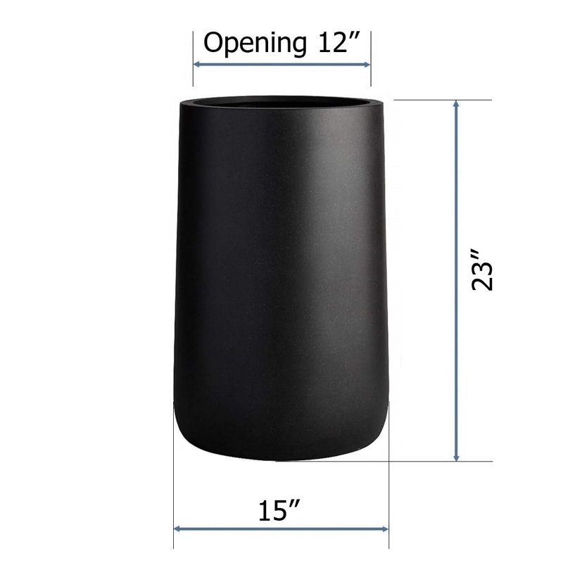 Winebrenner Handmade Pot Planter, 23" H x 15" W x 15" D, Black