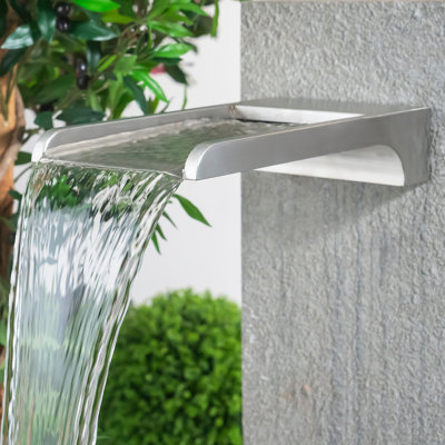 Handcrafted Outdoor Stainless Steel Waterfall Fountain