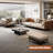 Khaki Genuine Leather Modular Sofa cushion couch-109304993-109304995-109304992