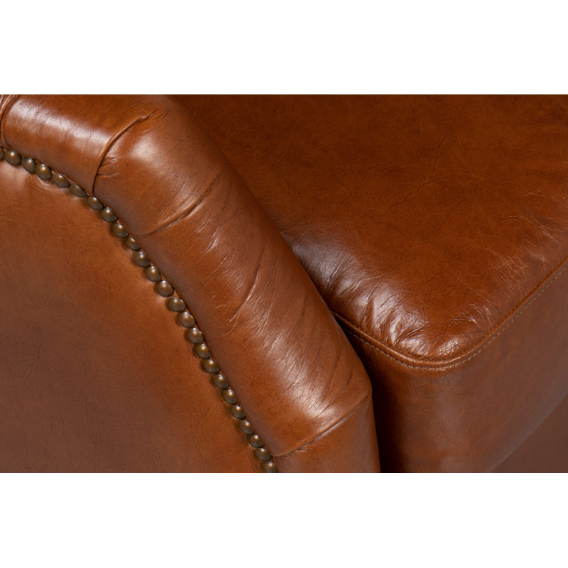 Baker Swivel Club Chair, Dark Brown Genuine Leather