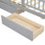 Lit simple en bois avec éclairage à DEL, tête de lit pratique, garde-corps et 2 tiroirs de couleur grise-552231283