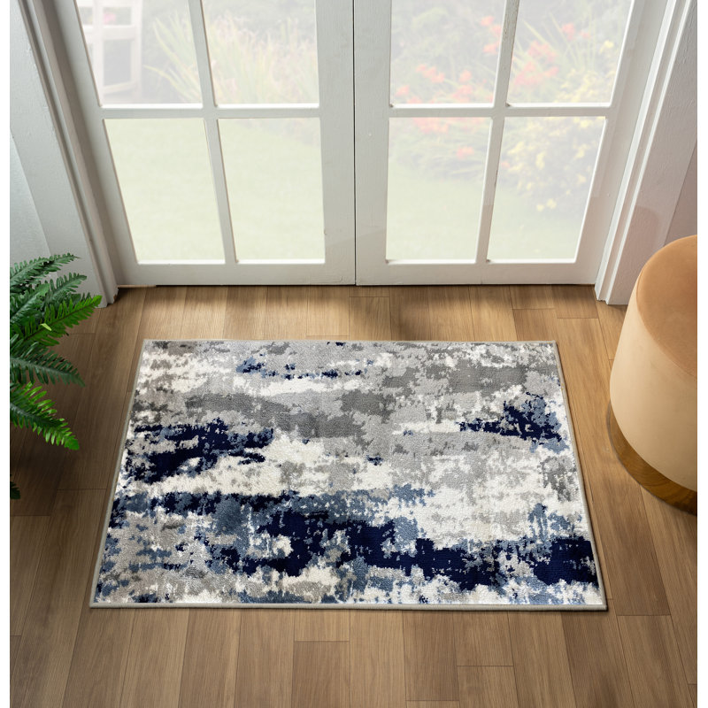 Doland Area Rug Ivory Blue, Rectangle 2' x 3'