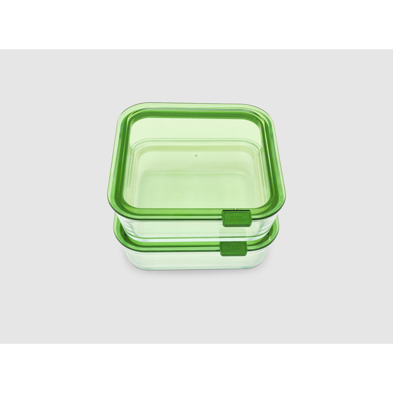 Lot de 2 contenants alimentaires en verre Stack Medium, 1350 ml, Vert