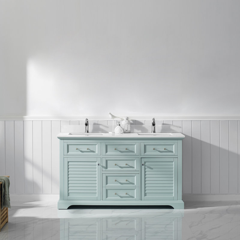 Ensemble de meuble-lavabo double 60 po Larry, Vert
